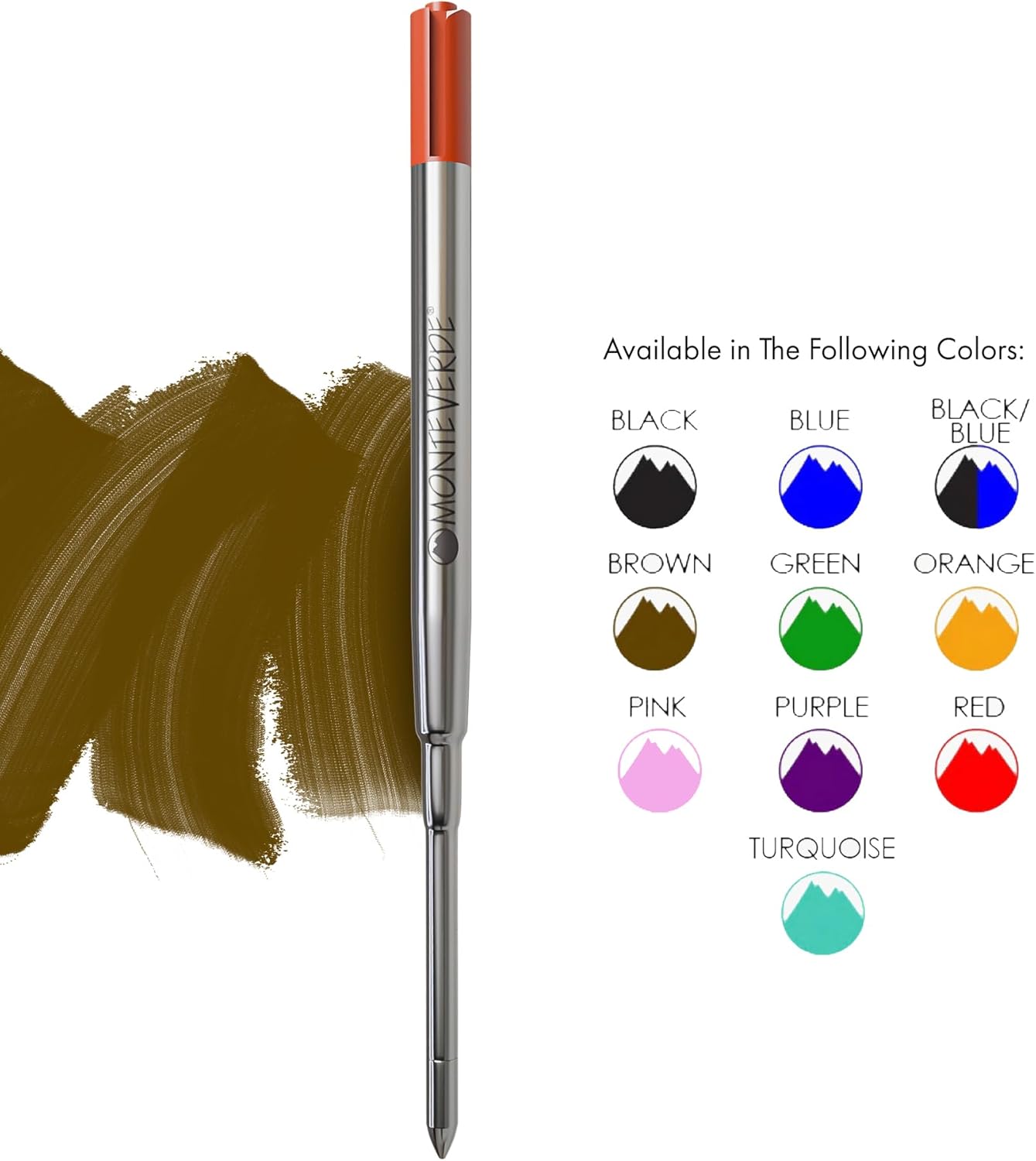 Monteverde Soft Roll Ballpoint Pen Refills to Fit Parker-Style Pens, Medium Point, Brown, 2-Pack, Smooth Writing Technology for Parker, Conklin, Schmidt, and More