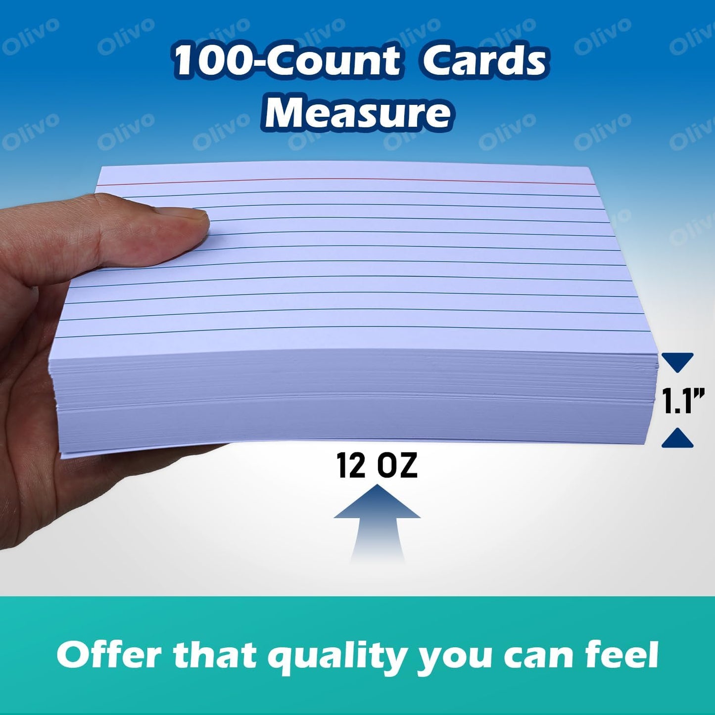 Index Cards 4x6 Lined Ruled Flash Note Cards 4" x 6", White, 100 Count, 220 GSM Heavy Weight