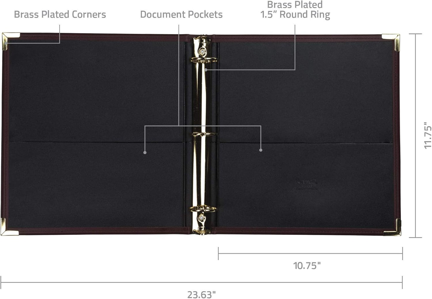 Samsill Classic Collection Leather 3 Ring Binder, Executive Presentation Portfolio, 0.5 Inch (Holds 100 Sheets), Brass Round Ring, Burgundy