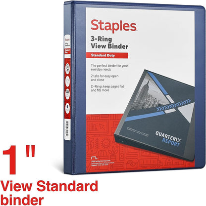Staples Standard 2-Inch 3-Ring View Binder, Holds Up to 450 Sheets, Orange, Durable Binder for Office & School
