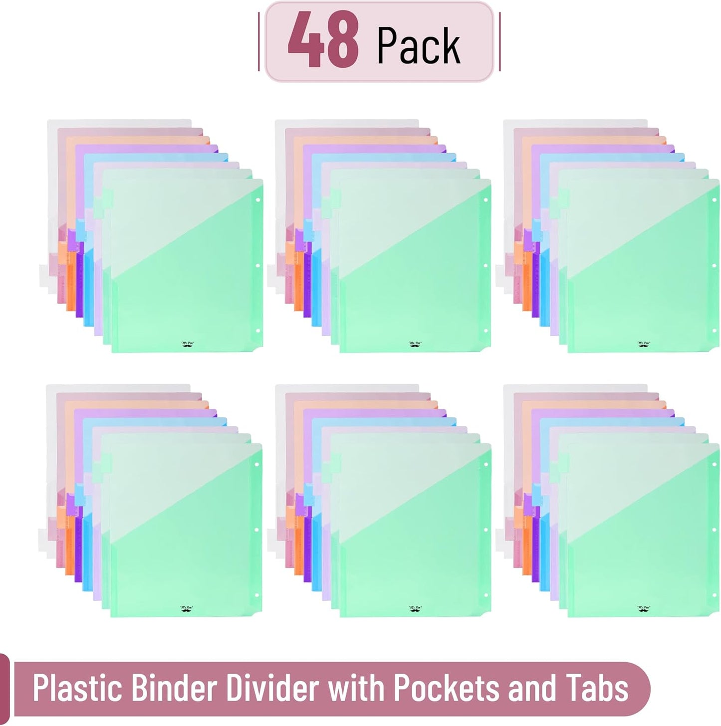Mr. Pen- Binder Dividers with Pockets and Tabs, 1 Set, 8 Tabs/Set, Colorful, 3 Ring Binder Dividers with Tabs and Pockets on Both Sides