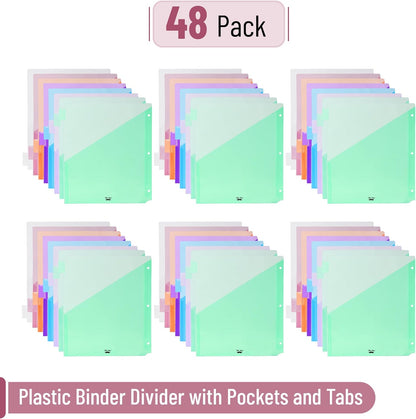 Mr. Pen- Binder Dividers with Pockets and Tabs, 1 Set, 8 Tabs/Set, Colorful, 3 Ring Binder Dividers with Tabs and Pockets on Both Sides