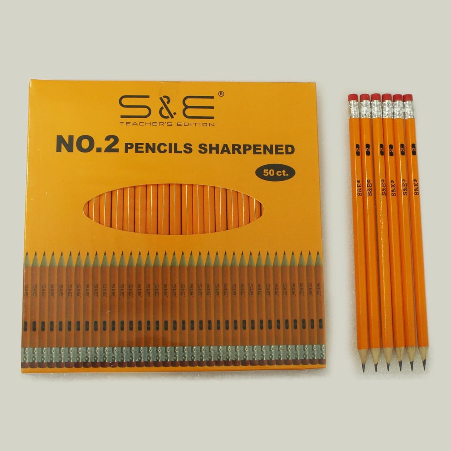 S & E TEACHER'S EDITION 432Pcs Pencils & Erasers Tops Set, 288 Pcs Pre-sharpened pencils No. 2, with 144Pcs Eraser Caps, #2 HB pencil sharpened, Back to school, 432Pcs/box.