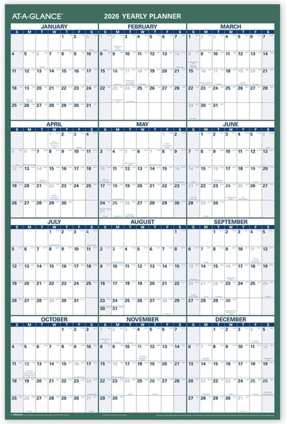 AT-A-GLANCE Dry Erase Calendar 2026-2027 Academic & Regular Year Wall Planner, 12-Month, 24" x 36", Double Sided, Vertical (PM210S28)