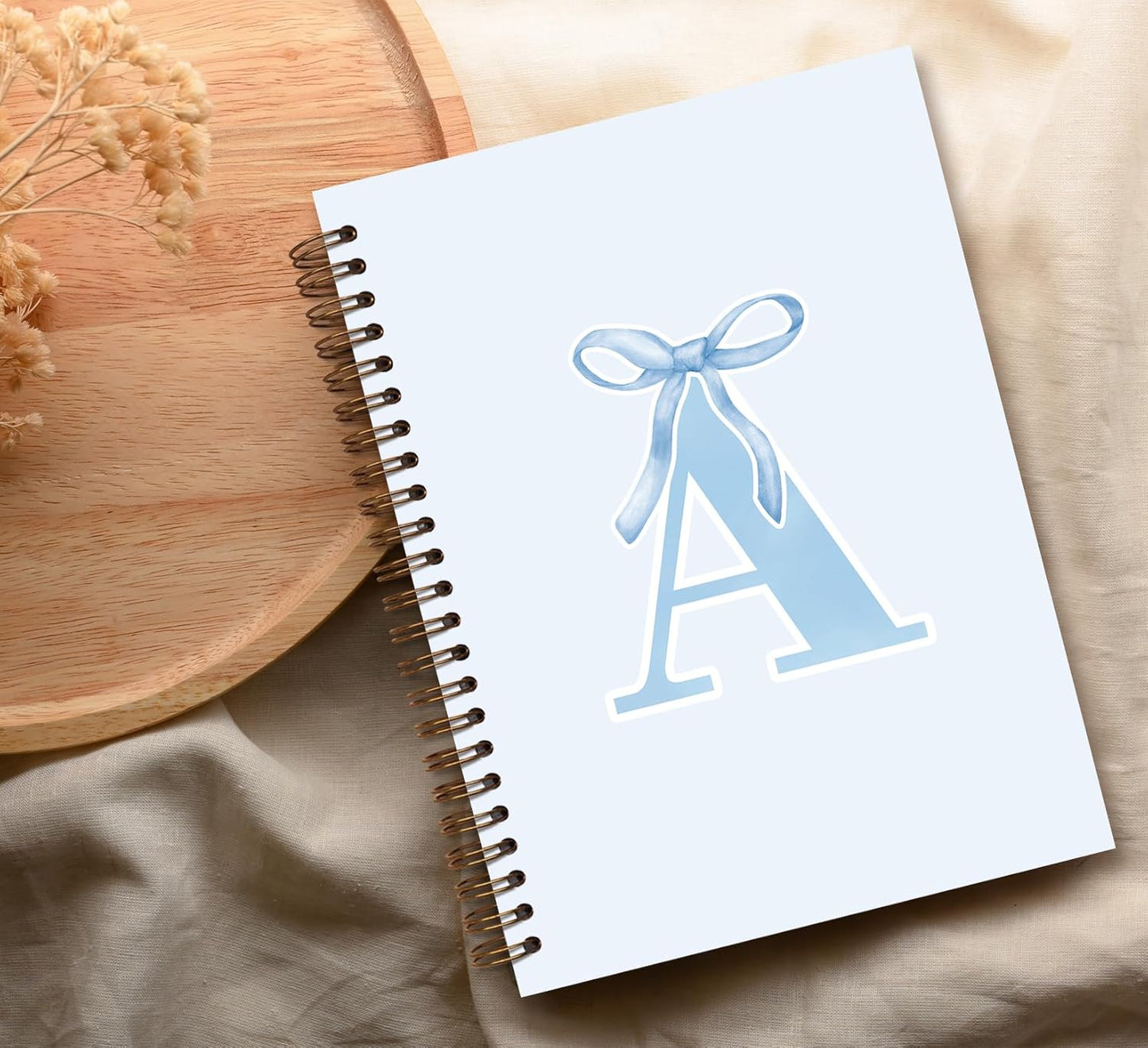 Blue Bow Journal Notebook for Girls,Initial H Journals Personalized Diary Gifts for Teen Girl Kids,Monogrammed Gifts for Women,Trendy Coquette Cute Hardcover Spiral Notebook 5.5 x 8.3 - Colors A