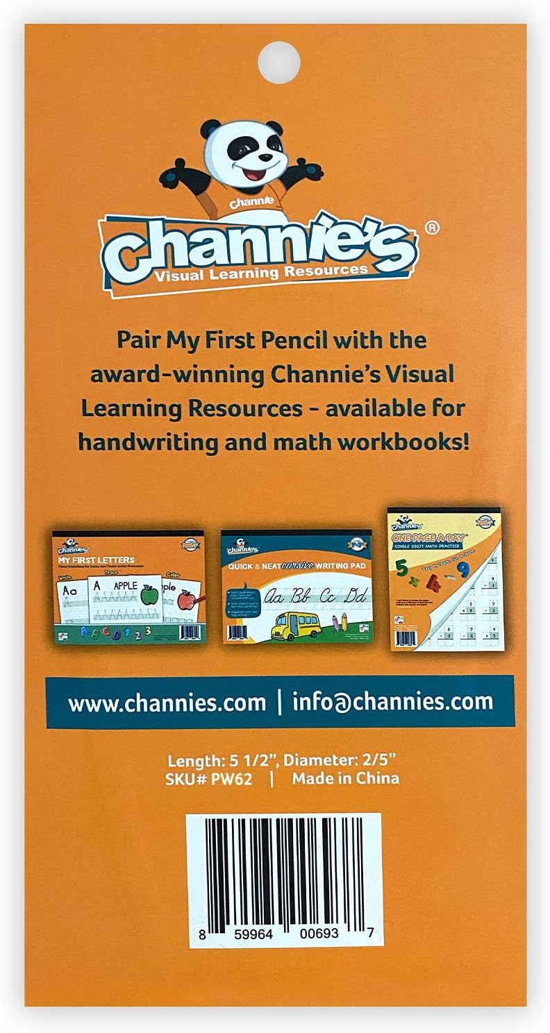Channie's My First Pencil, Easy-to-Hold Jumbo Pencils for Preschoolers, Kindergarteners & 1st Graders, Brown Wooden 2B Fat Pencils for Kids Ages 3-7, 2 Pack (5 Each) + Sharpener