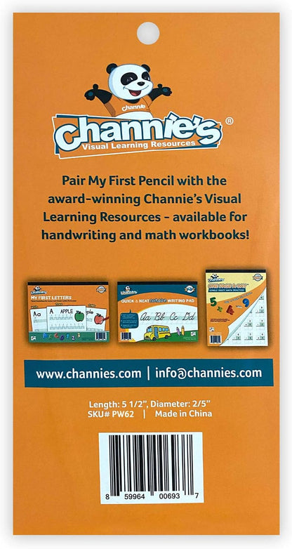 Channie's My First Pencil, Easy-to-Hold Jumbo Pencils for Preschoolers, Kindergarteners & 1st Graders, Brown Wooden 2B Fat Pencils for Kids Ages 3-7, 2 Pack (5 Each) + Sharpener