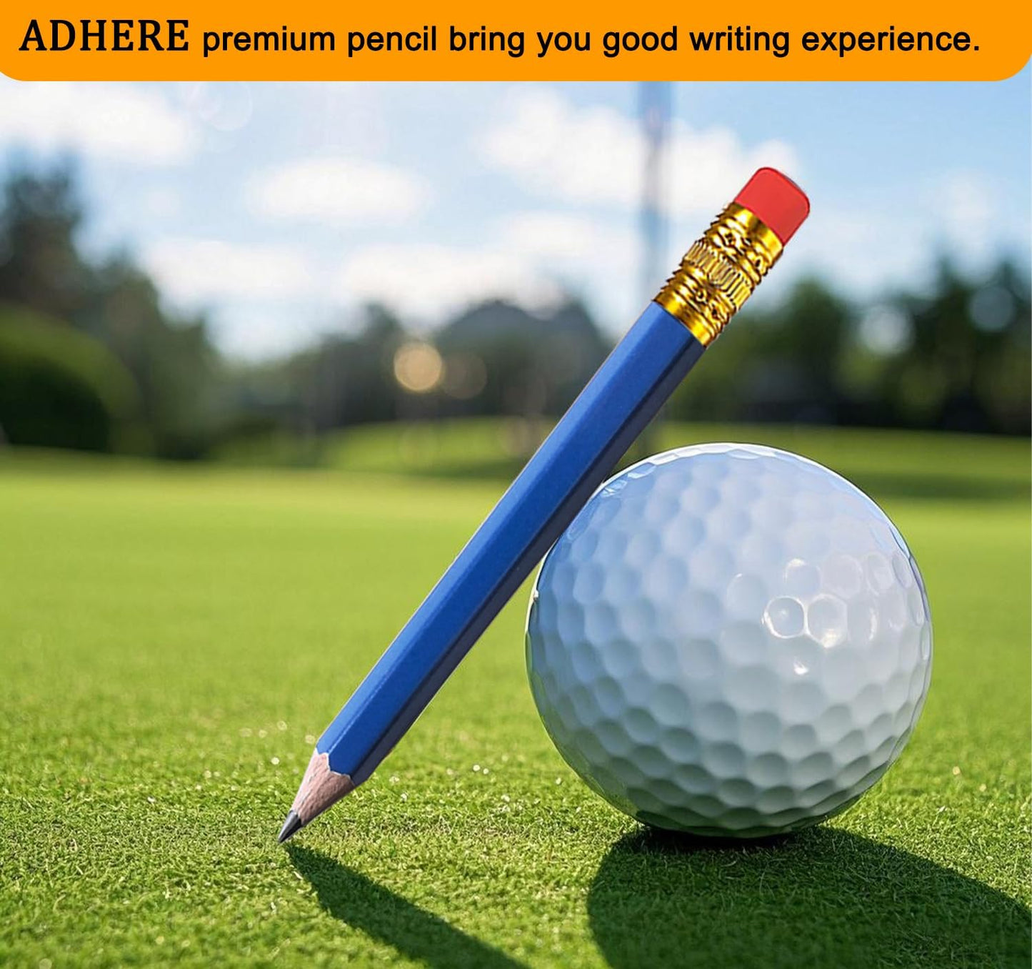 Adhere 25pcs Golf Pencils with Eraser Pre sharpened Hexagon half Wooden Pencils Graphite 2B for Golf Event Scoring,Classroom,Wedding,Company Meetings,Pew, Pocket (Nature)
