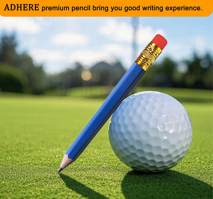 Adhere 25pcs Golf Pencils with Eraser Pre sharpened Hexagon half Wooden Pencils Graphite 2B for Golf Event Scoring,Classroom,Wedding,Company Meetings,Pew, Pocket (Nature)