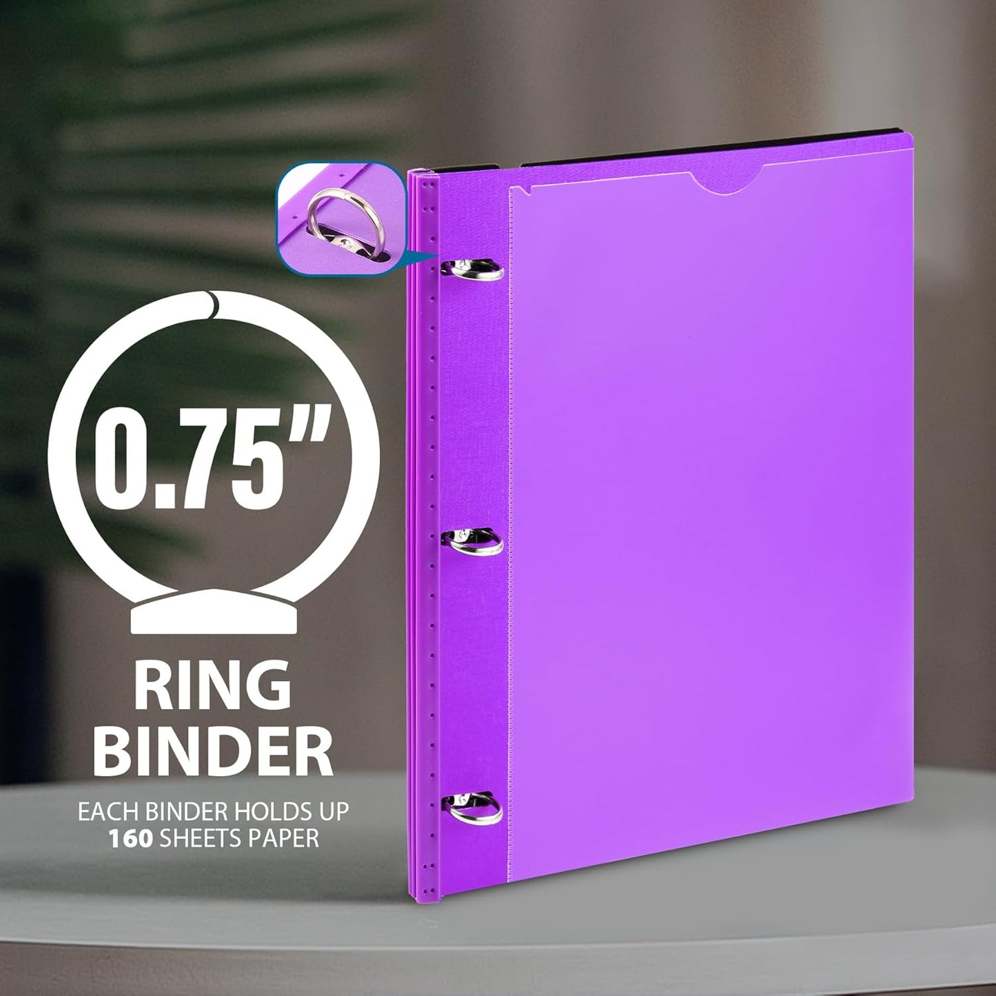 WOT I 1 Inch Telescoping 3 Ring Binder 4 Pack, Expandable Flexible Binder with Customizable Front Cover & Clear Catalog Pocket, Holds 225 Sheets, School Office Supplies, White