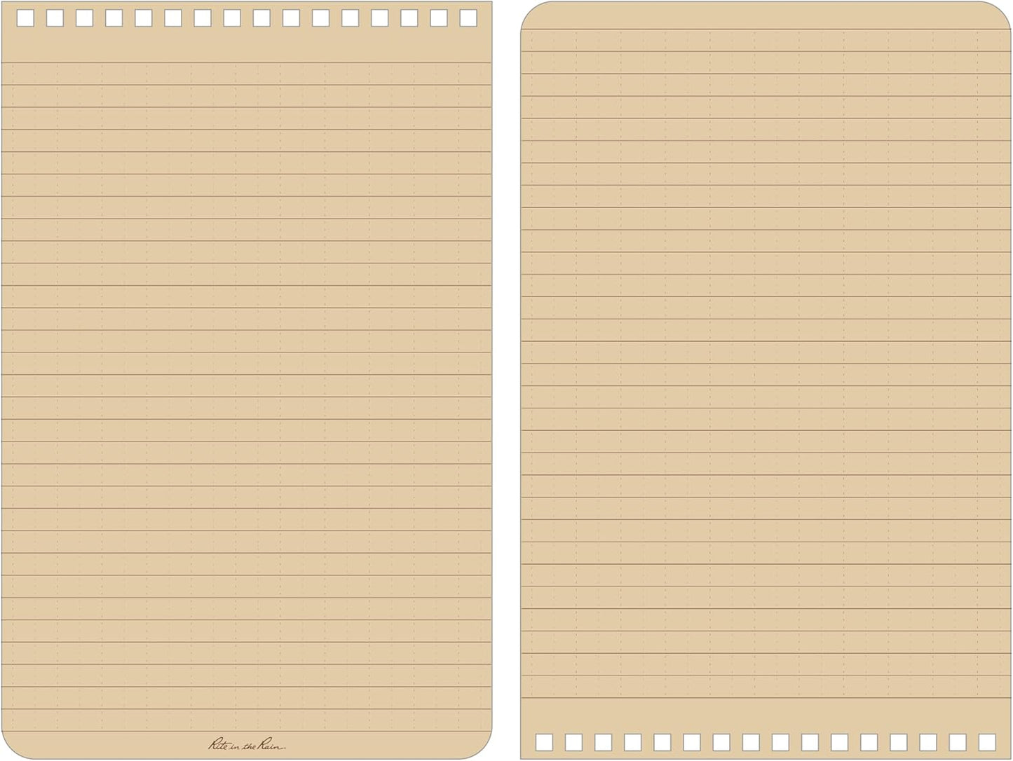 Rite in the Rain Weatherproof Top Spiral Notebook, 5.5" x 8.5", Tan Cover, Universal Pattern (No. T958)