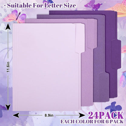 Whaline 24 Pack Dusty Blue File Folders Letter Size Gradient Blue File Pockets with 1/3 Cut Tab 8.9 x 11.6 Inch 4 Colors Documents Folders for Home Office Classroom Supplies