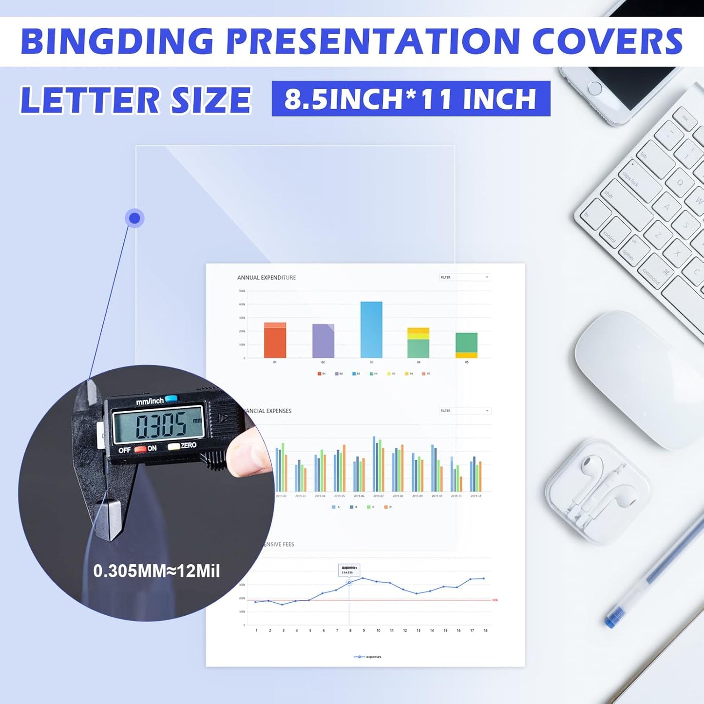 TOTiyea 200 Pack 5 Mil PVC Binding Presentation Covers, Clear Report Covers for Binding,8.5x11 Inches,Letter Size