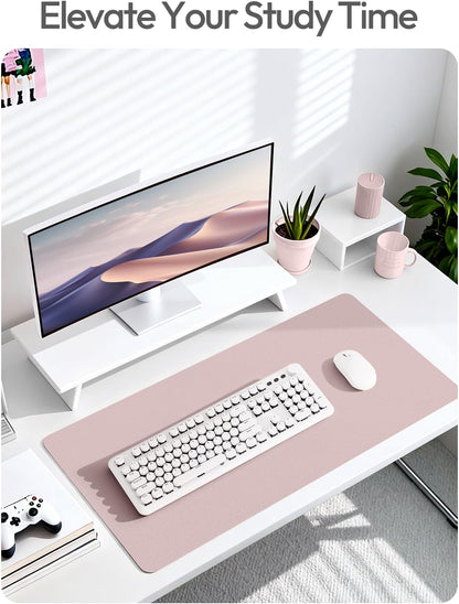 YSAGi Leather Desk Pad Protector, Large Mouse Pad, Non-Slip PU Leather Desk Blotter, Waterproof Writing Pad for Office and Home (31.5" x 15.8", Eggshell) - Colors A