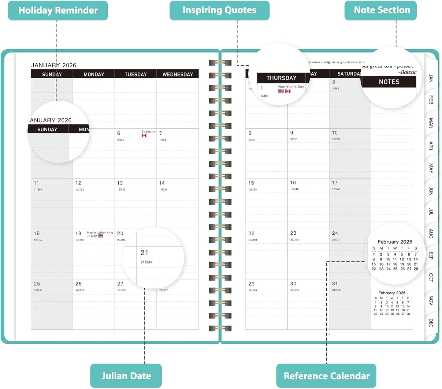 Planner 2026-2027, Weekly and Monthly Academic Year Calendar Planner, July 2026 - June 2027, Daily Agenda Book for Office School Supplies, A5(6.3'' x 8.5'')