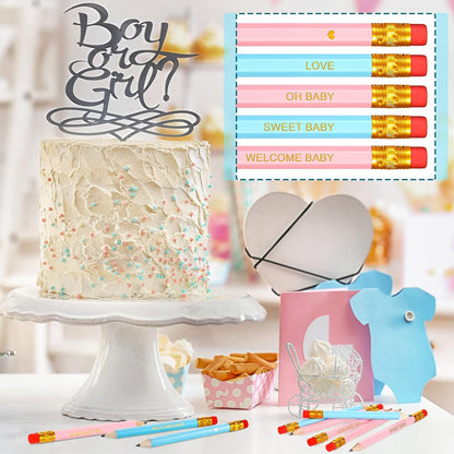 Crtiin 50 Pieces Baby Shower Pencils for Activities Mini Golf Half Pencils, Presharpened with Erasers, 4 Inch(Wood Color,Simple Style)