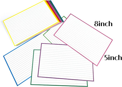 PPAPPAPPIYO 4x6 Lined Index Cards (Set of 50) Note Card, Study Cards, Flash Cards for Studying (Multicolor, 260gsm) (4x6)