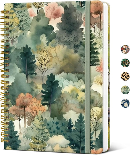 Taja Spiral Journal Notebook for Women, Pretty Hardcover Lined Notebook for Work & Note Taking, Aesthetic Cute Journal for Writing, 140 Pages, 5.8"x8.3", Floral