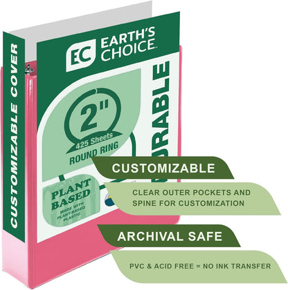 Samsill Plant-Based 2 Inch Durable Round Ring, View Binder, Eco-Friendly, USDA Certified Biobased, Single, Turquoise