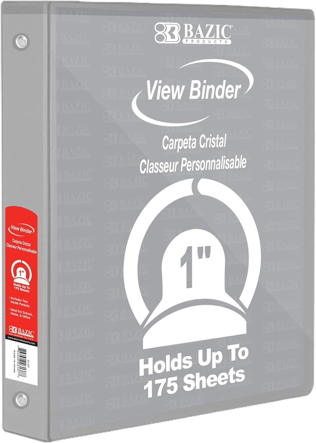 BAZIC Products 3 Ring Binder - Green, Economy View Binder with Clear Overlay Cover and Round Rings, Organizer for School Office Home Use, 1-inch Capacity Holds 175 Sheets Paper, 12-Pack