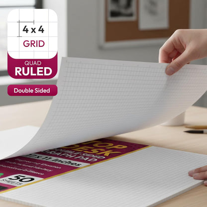 CADMUSPRO Graph Paper Pads 8.5x11 inch, 50 Sheets, Double-Sided, 80 GSM Quadrille Grid Math Notebook for students, Engineering Pad & Blueprint Drafting Paper, Architecture Sketch