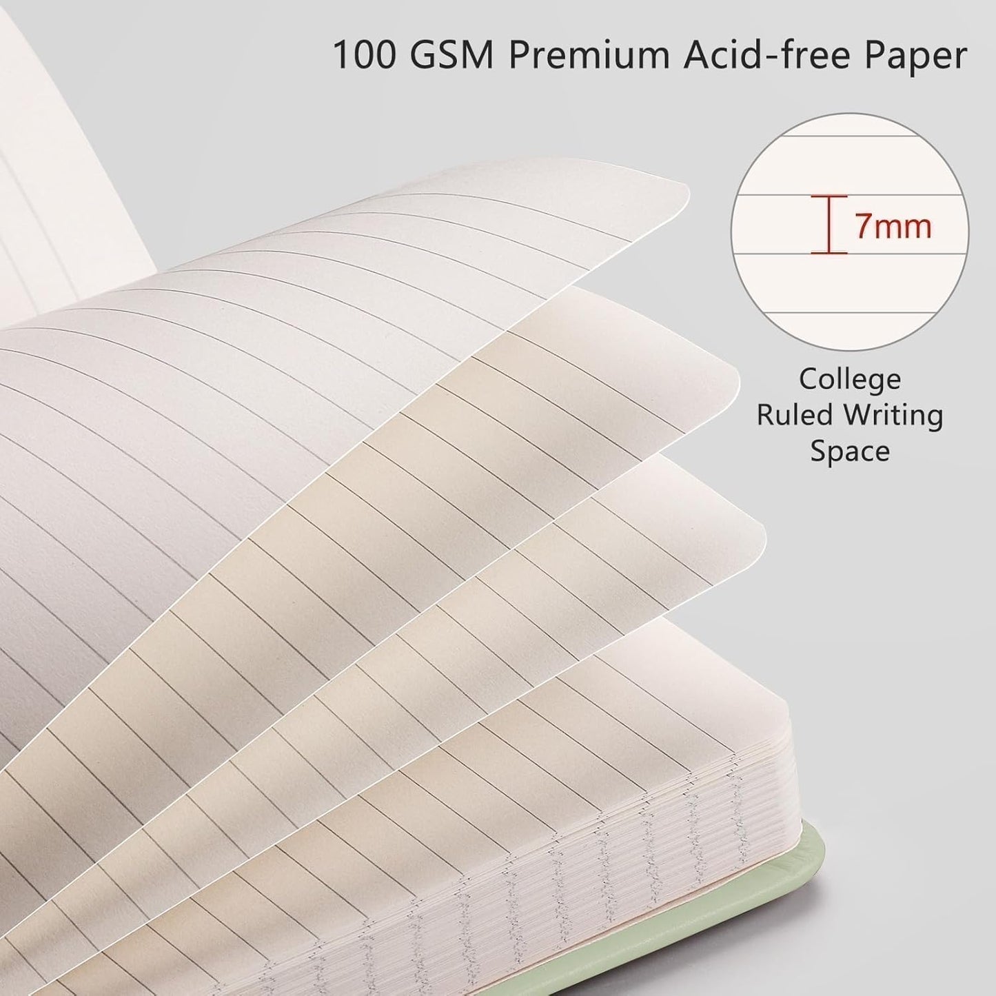 RETTACY Graph Grid Paper Notebook, 192 Pages, A5 Medium Size (5.7'' x 8.3''), 5 Squares per Inch, Leather Hardcover, 100 GSM Thick Paper, for School, Students, Math, Engineering (Brown)