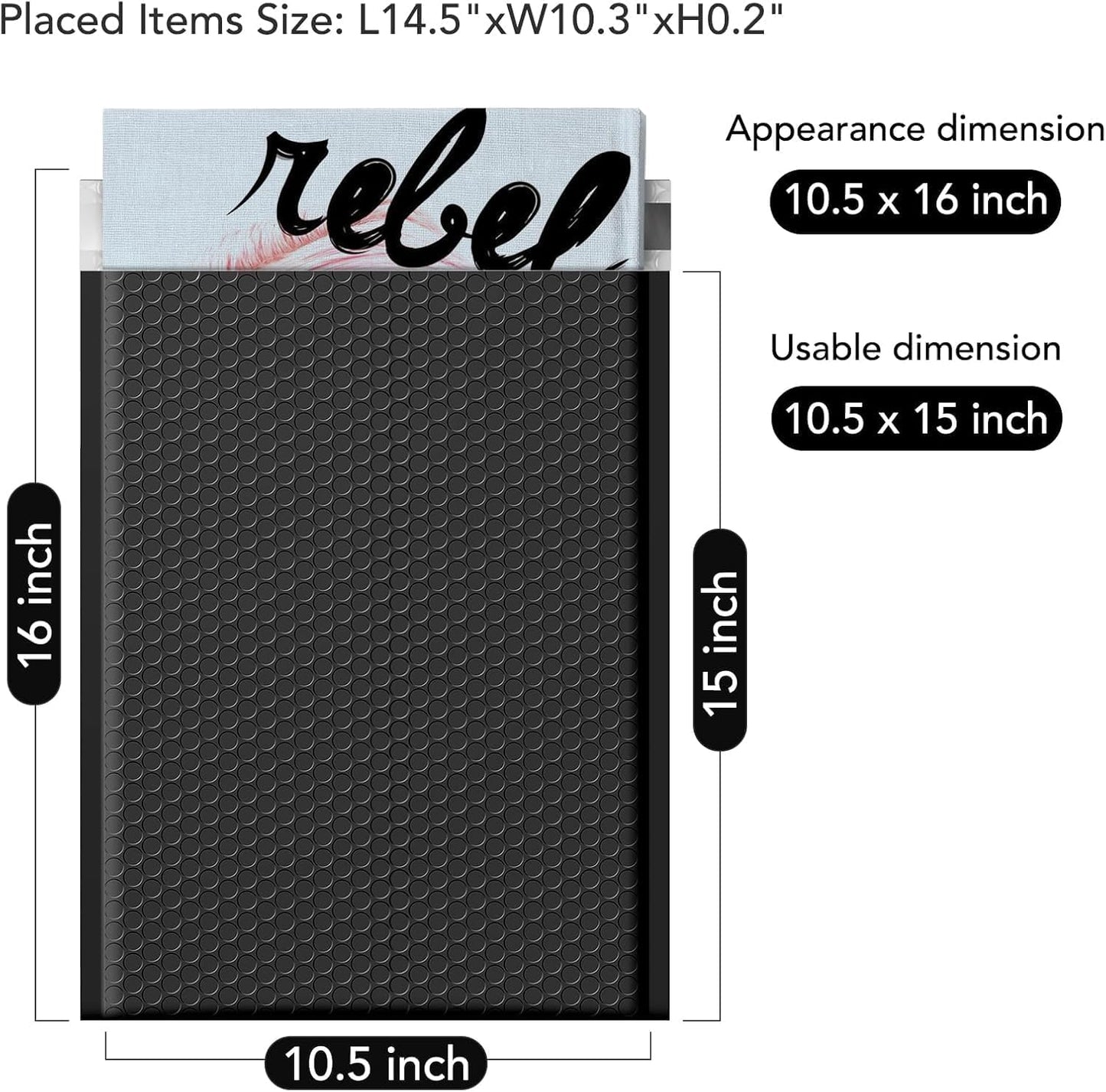 Fuxury Bubble Mailers 10.5x16 Inch 40 Pack Self Seal Padded Envelopes Waterproof Mailing Envelopes Bubble Padded Cushioning Padded Mailers Bubble Bags for Packaging Small Business Large #5 Black