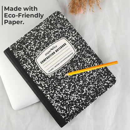 College Ruled Composition Notebook Black Marble | 100 Sheets | 9.75 x 7.5 Inches | Durable Sewn Binding for School & Office Use (12)