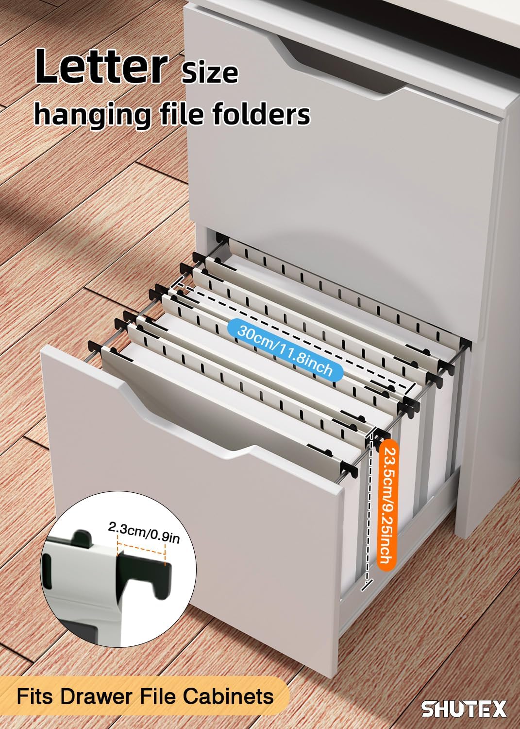 Shutex Extra Capacity Plastic Hanging File Folders,12 Pack Reinforced Hang Folders,Heavy Duty 2 Inch Expansion,Plastic Filing Cabinet Folders,Letter Size,Designed for Bulk Files, Medical Charts,Blue