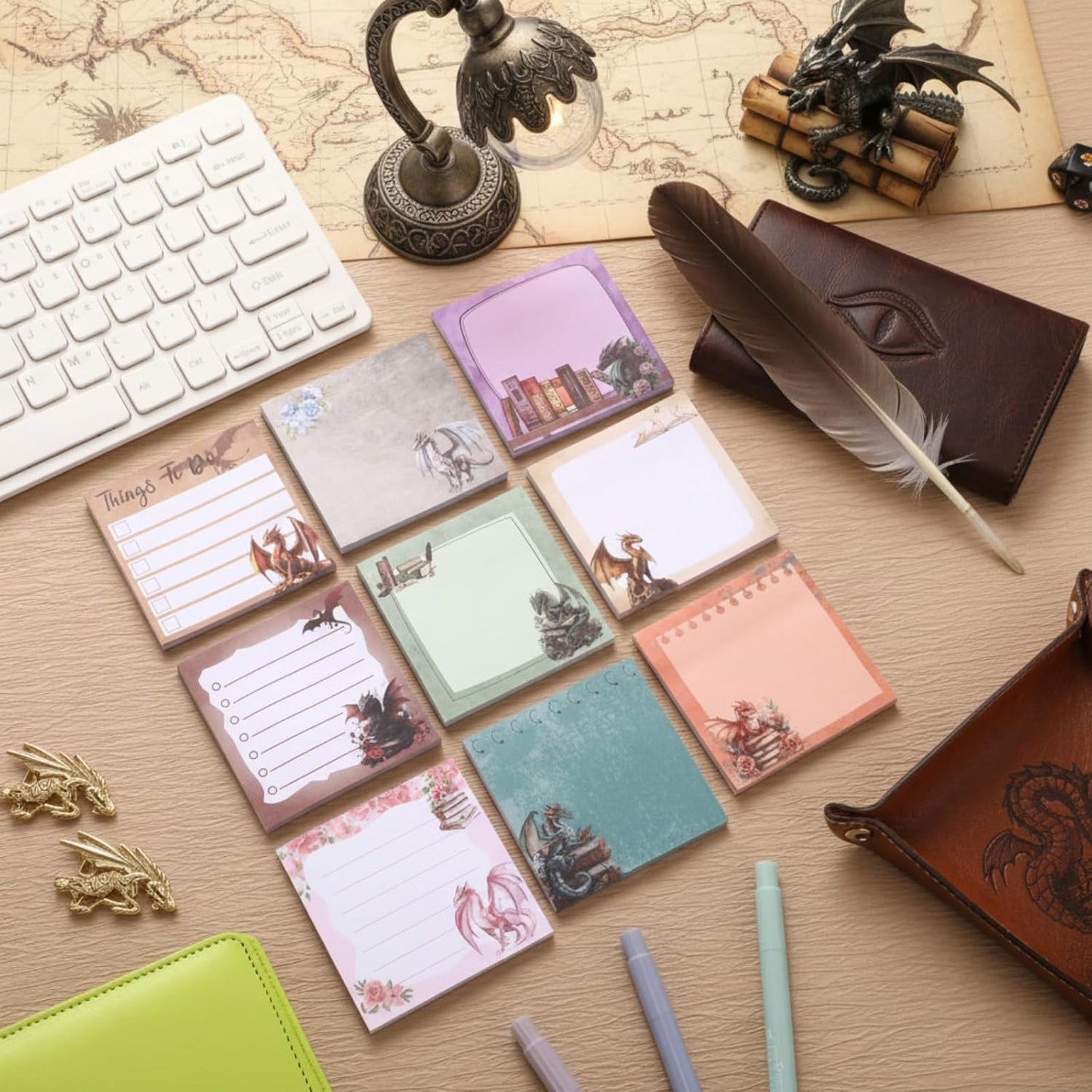 9 Pads Wildflower Sticky Notes 3x3 Inch Cute Self Stick Notepads Notes Adhesive Memo Pad Office Decor Gifts for Students School Teacher Meeting Office Supplies