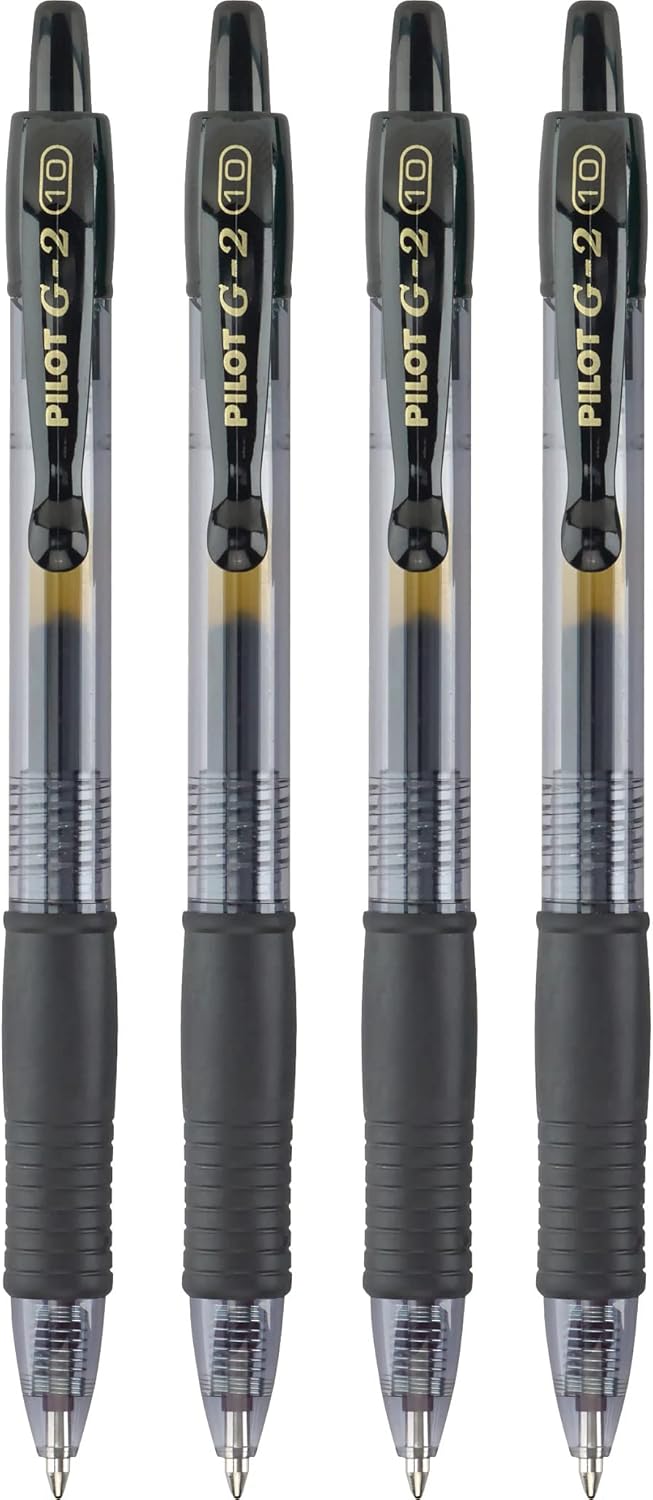 PILOT G2 Premium Refillable and Retractable Rolling Ball Gel Pens, Bold Point, Black Ink, 4-Pack (31254)