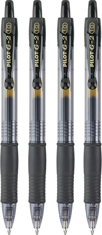 PILOT G2 Premium Refillable and Retractable Rolling Ball Gel Pens, Bold Point, Black Ink, 4-Pack (31254)