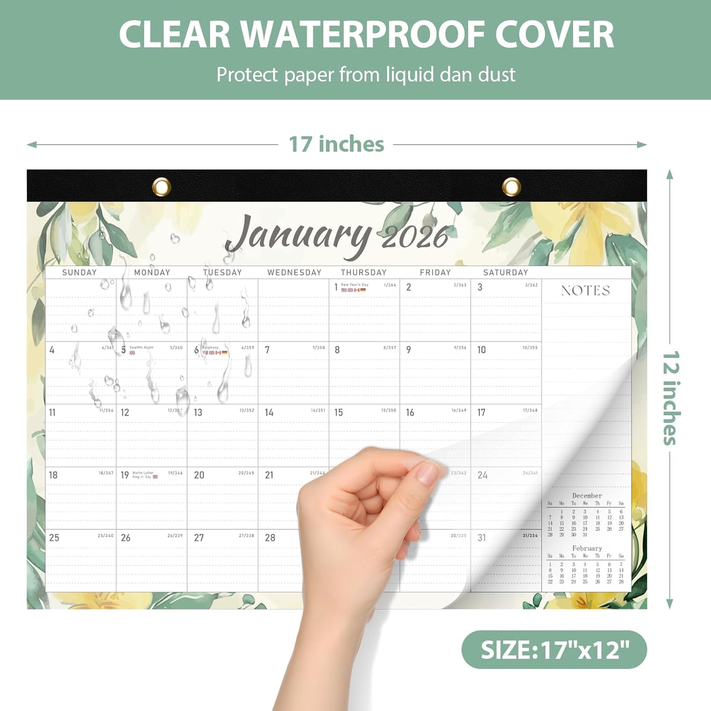 2026 Desk Calendar, Large Desktop/Wall Monthly Calendar (Jan. 2026 - Jun. 2027) 17'' x 12'' School Year Desk Planner for Teacher Family School Office Supplies