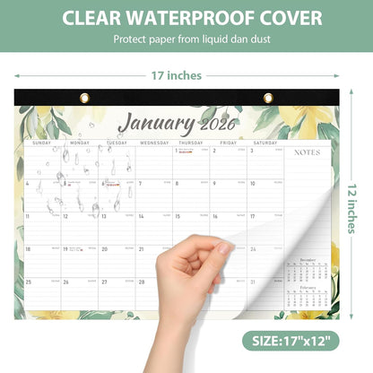 2026 Desk Calendar, Large Desktop/Wall Monthly Calendar (Jan. 2026 - Jun. 2027) 17'' x 12'' School Year Desk Planner for Teacher Family School Office Supplies