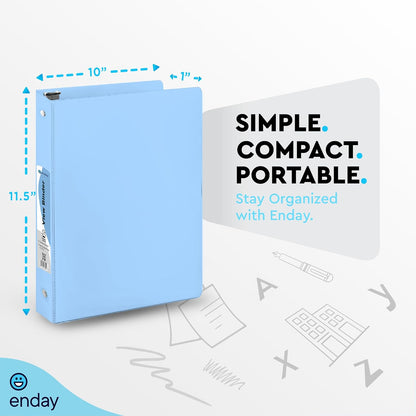 Enday 1.5 Inch Binder, Green - 1.5 Inch 3 Ring Binder, Round Ring Pastel with Clear View Cover for Letter Size 8.5 x 11'' Paper & 2 Inside Pockets, Ideal for School Supplies, Office, and Home