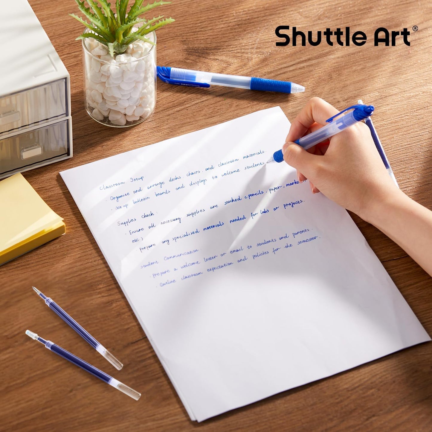 Retractable Gel Pen Refills, Shuttle Art 30 Pack Black Rollerball Gel Ink Pens Refills, Bulk Set, 0.7mm Fine Point for Writing Journaling Taking Notes School Office Home