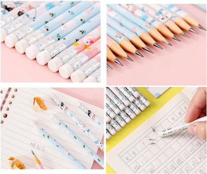 30pcs HB Art Drawing Pencils Bulk Cute Fun Novelty Wooden Writing Pencils with Erasers for Students Reward Teacher Classroom Office (Green)
