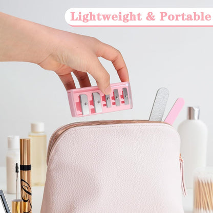 2 Pcs 5 Hole Long Point Manual Makeup Pencil Sharpener with Plastic Lid, Suitable for Eyeliner, Lip Liner and Eyebrow Pencil, Sharpener for Makeup Pencils (Black+Pink)