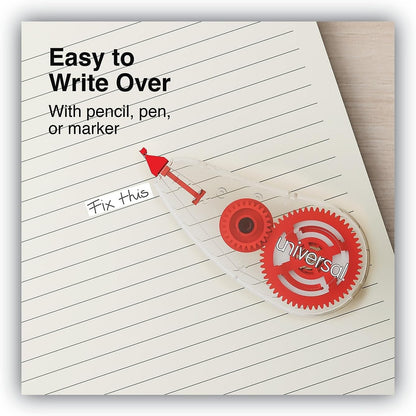 Universal UNV75616 0.2 in. x 315 in. Non-Refillable Correction Tape Dispenser - Transparent/Red (10/Pack)