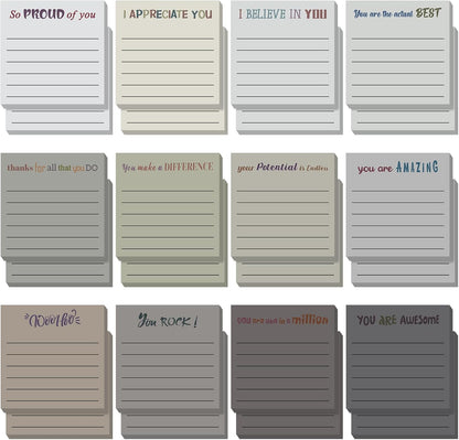 Yinder 48 Pcs Inspirational Sticky Notes Cute Motivational Sticky Notes Pad End of Year Employee Appreciation Gifts Bulk for Teacher Nurse Coworkers Office Supplies 3 x 3'' (Thank You,Dark Color)