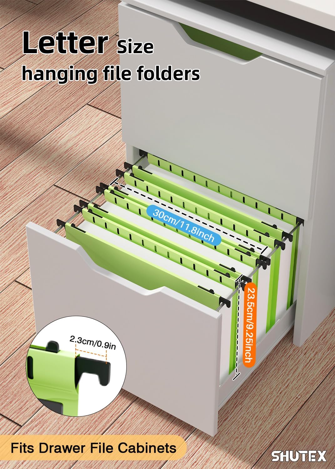 Shutex Extra Capacity Plastic Hanging File Folders,12 Pack Reinforced Hang Folders,Heavy Duty 2 Inch Expansion,Plastic Filing Cabinet Folders,Letter Size,Designed for Bulk Files, Medical Charts,Blue