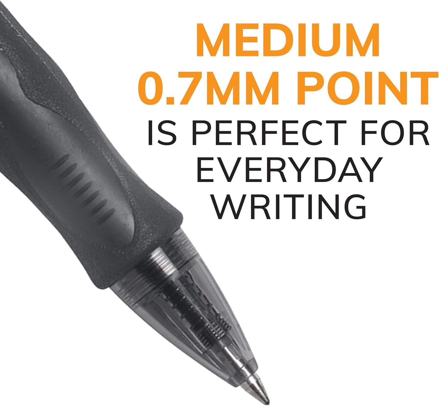 BIC Gelocity Original Black Gel Pens, Medium Point (0.7mm), 24-Count Pack, Retractable Gel Pens With Comfortable Grip