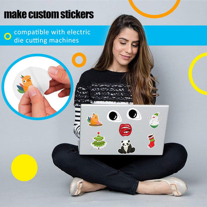 Printable Vinyl Sticker Paper for Inkjet and Laser Printer - Glossy White - 21 Waterproof Decal Paper Self-Adhesive Sheets 8.5"x11"- Dries Quickly and Holds Ink Beautifully