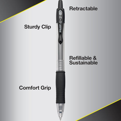 PILOT G2 Premium Refillable and Retractable Rolling Ball Gel Pens, Ultra Fine Point, Black Ink, 12-Pack (31277)