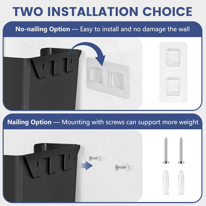 Jomola No Drilling Wall Mount File Holder - Office Wall Hanging Files & Magazines Organizer - Plastic Door Mount with Adhesive Pad, Gray (1 Count)