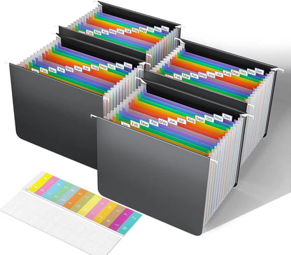 TOPCJ Plastic Expanding Hanging File Folders,12 Expandable Pockets,Multi Color Tabs,Hanging Folders for Filing Cabinet Letter Size,Office Supplies Manilla File Folders 8.5 X 11,Blue