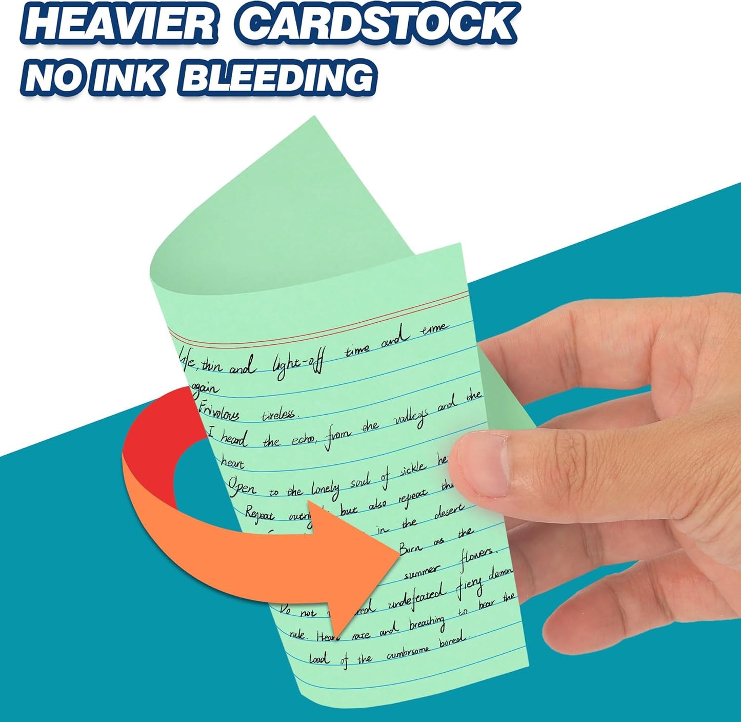 Chell Extra Heavyweight Index Cards 3x5 Inch, No Bleed-Through, 100 Count, Ruled Front and Blank Back, 80 lb. Cover Weight, Pastel Colors