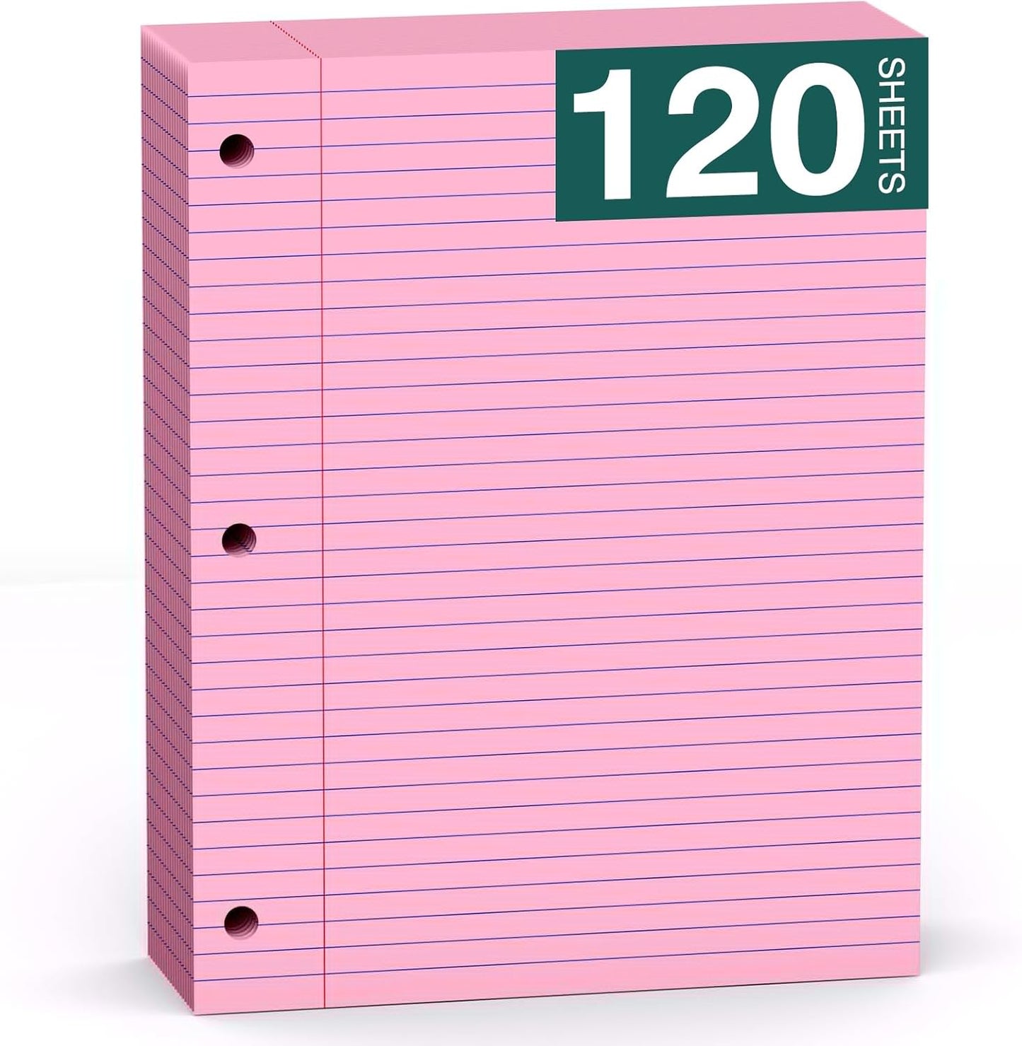 Note Pads 8 X 10.5 Loose Leaf Paper, 120Sheets, 3 Hole Punched Lined Paper, College Ruled 8 X 10.5 Notebooks, 10-1/2" X 8 Binder Writing Pads, Filler Paper For Engineering, Office, School Supplies