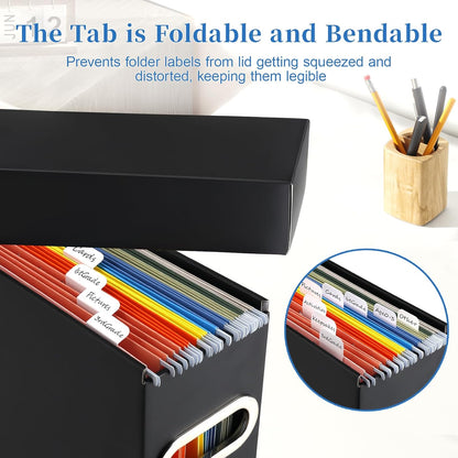 File Organizer Box with Lid & Handle, Thickened Cardboard Hanging File Folder Storage Boxes for Letter Size, Portable Filing Organizer for Office, Home, Classroom, Pink 2 Pack