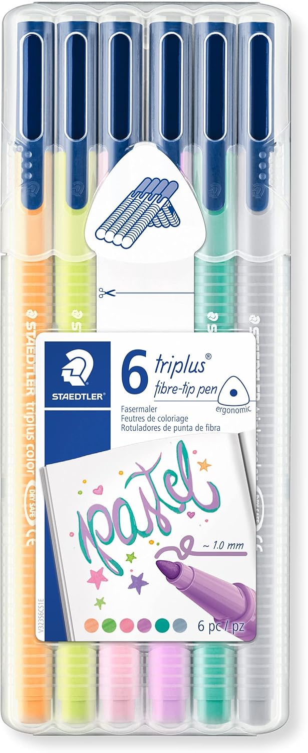 STAEDTLER 323 Triplus Colour Fibre-Tip Pens, 1.0 mm, Assorted Colours, Pack of 10